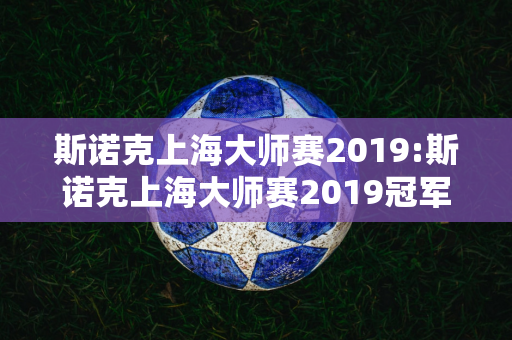 斯诺克上海大师赛2019:斯诺克上海大师赛2019冠军